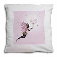 Fairy with Butterflies Soft White Velvet Feel Scatter Cushion