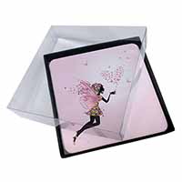 4x Fairy with Butterflies Picture Table Coasters Set in Gift Box