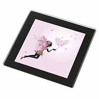 Fairy with Butterflies Black Rim High Quality Glass Coaster