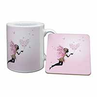 Fairy with Butterflies Mug and Coaster Set