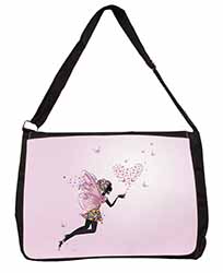 Fairy with Butterflies Large Black Laptop Shoulder Bag School/College