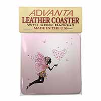 Fairy with Butterflies Single Leather Photo Coaster