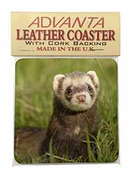 Polecat Ferret Single Leather Photo Coaster