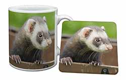 Ferret Print Mug and Coaster Set