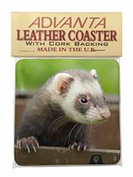 Ferret Print Single Leather Photo Coaster