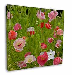 Poppies in Poppy Field Square Canvas 12"x12" Wall Art Picture Print
