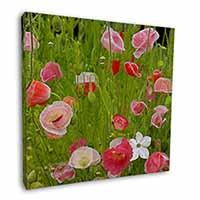Poppies in Poppy Field Square Canvas 12"x12" Wall Art Picture Print