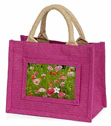Poppies in Poppy Field Little Girls Small Pink Jute Shopping Bag