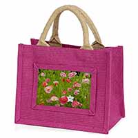 Poppies in Poppy Field Little Girls Small Pink Jute Shopping Bag
