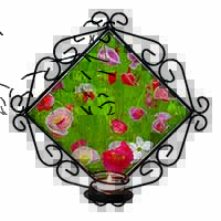 Poppies in Poppy Field Wrought Iron Wall Art Candle Holder