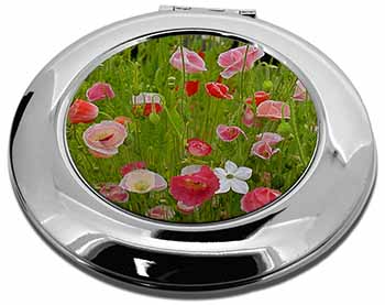 Poppies in Poppy Field Make-Up Round Compact Mirror