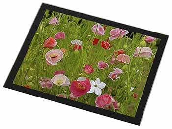 Poppies in Poppy Field Black Rim High Quality Glass Placemat