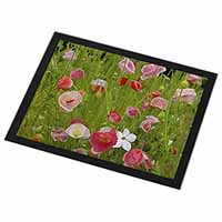 Poppies in Poppy Field Black Rim High Quality Glass Placemat