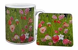 Poppies in Poppy Field Mug and Coaster Set