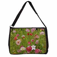 Poppies in Poppy Field Large Black Laptop Shoulder Bag School/College