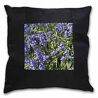 Bluebells in the Wood Black Satin Feel Scatter Cushion