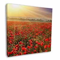Poppies, Poppy Field at Sunset Square Canvas 12"x12" Wall Art Picture Print