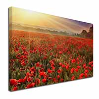 Poppies, Poppy Field at Sunset Canvas X-Large 30"x20" Wall Art Print