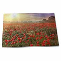Large Glass Cutting Chopping Board Poppies, Poppy Field at Sunset