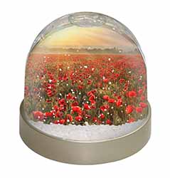 Poppies, Poppy Field at Sunset Snow Globe Photo Waterball