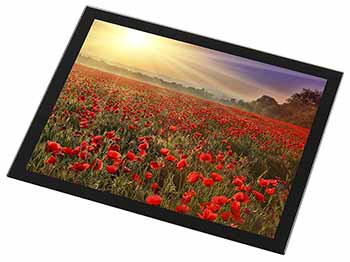 Poppies, Poppy Field at Sunset Black Rim High Quality Glass Placemat