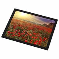 Poppies, Poppy Field at Sunset Black Rim High Quality Glass Placemat