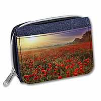 Poppies, Poppy Field at Sunset Unisex Denim Purse Wallet