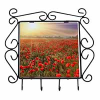 Poppies, Poppy Field at Sunset Wrought Iron Key Holder Hooks