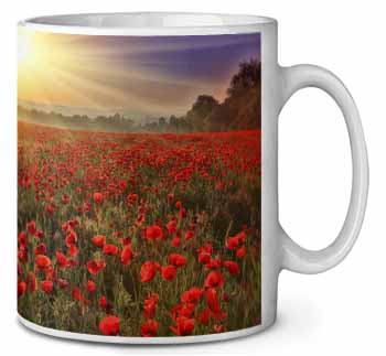 Poppies, Poppy Field at Sunset Ceramic 10oz Coffee Mug/Tea Cup