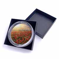 Poppies, Poppy Field at Sunset Glass Paperweight in Gift Box
