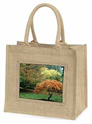 Autumn Trees Large Natural Jute Shopping Bag Christmas Gift Idea