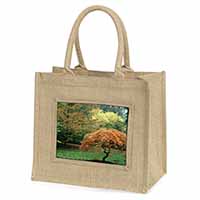 Autumn Trees Large Natural Jute Shopping Bag Christmas Gift Idea