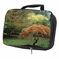 Autumn Trees Black Insulated School Lunch Box Bag