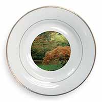 Autumn Trees Gold Rim Plate in Gift Box Christmas Present