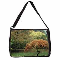 Autumn Trees Large Black Laptop Shoulder Bag School/College