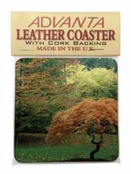 Autumn Trees Single Leather Photo Coaster Animal Breed Gift