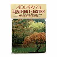 Autumn Trees Single Leather Photo Coaster Animal Breed Gift