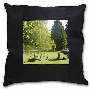 English Country Garden Black Border Satin Feel Cushion Cover With Pillow Insert