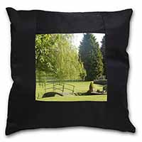 English Country Garden Black Border Satin Feel Cushion Cover With Pillow Insert