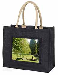 English Country Garden Large Black Shopping Bag Christmas Present Idea      