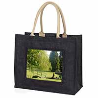 English Country Garden Large Black Shopping Bag Christmas Present Idea      