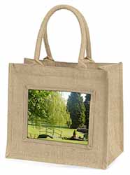 English Country Garden Large Natural Jute Shopping Bag Christmas Gift Idea
