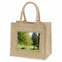 English Country Garden Large Natural Jute Shopping Bag Christmas Gift Idea