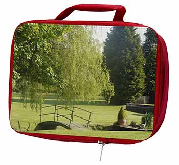 English Country Garden Insulated Red School Lunch Box/Picnic Bag