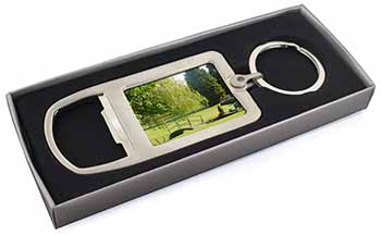English Country Garden Chrome Metal Bottle Opener Keyring in Box Gift Idea