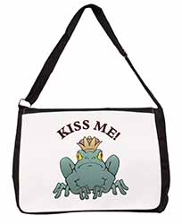 Frog-Kiss Me! Large Black Laptop Shoulder Bag School/College