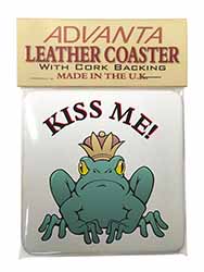 Frog-Kiss Me! Single Leather Photo Coaster