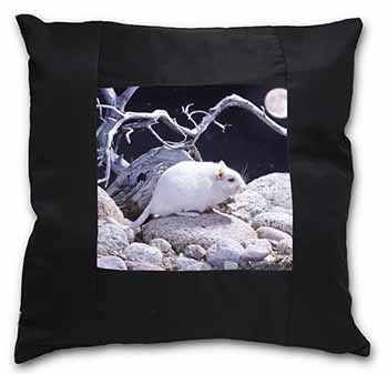 White Gerbil Black Satin Feel Scatter Cushion