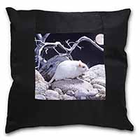 White Gerbil Black Satin Feel Scatter Cushion