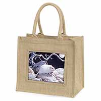 White Gerbil Natural/Beige Jute Large Shopping Bag